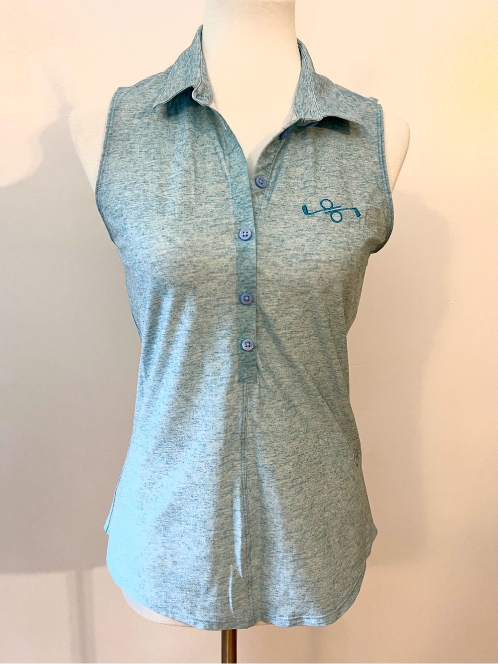 Foray Golf Women's Core Marl Sleeveless Polo Shirt Air Blue Melange- Small